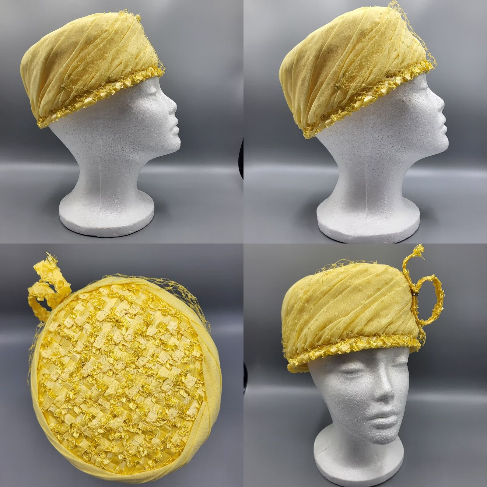 Linda Farrow VINTAGE Linda Farrell Yellow Pillbox Hat Womens 1950s Hat Yellow Women Public United States 1950s Size ONE SIZE - 8 Thumbnail