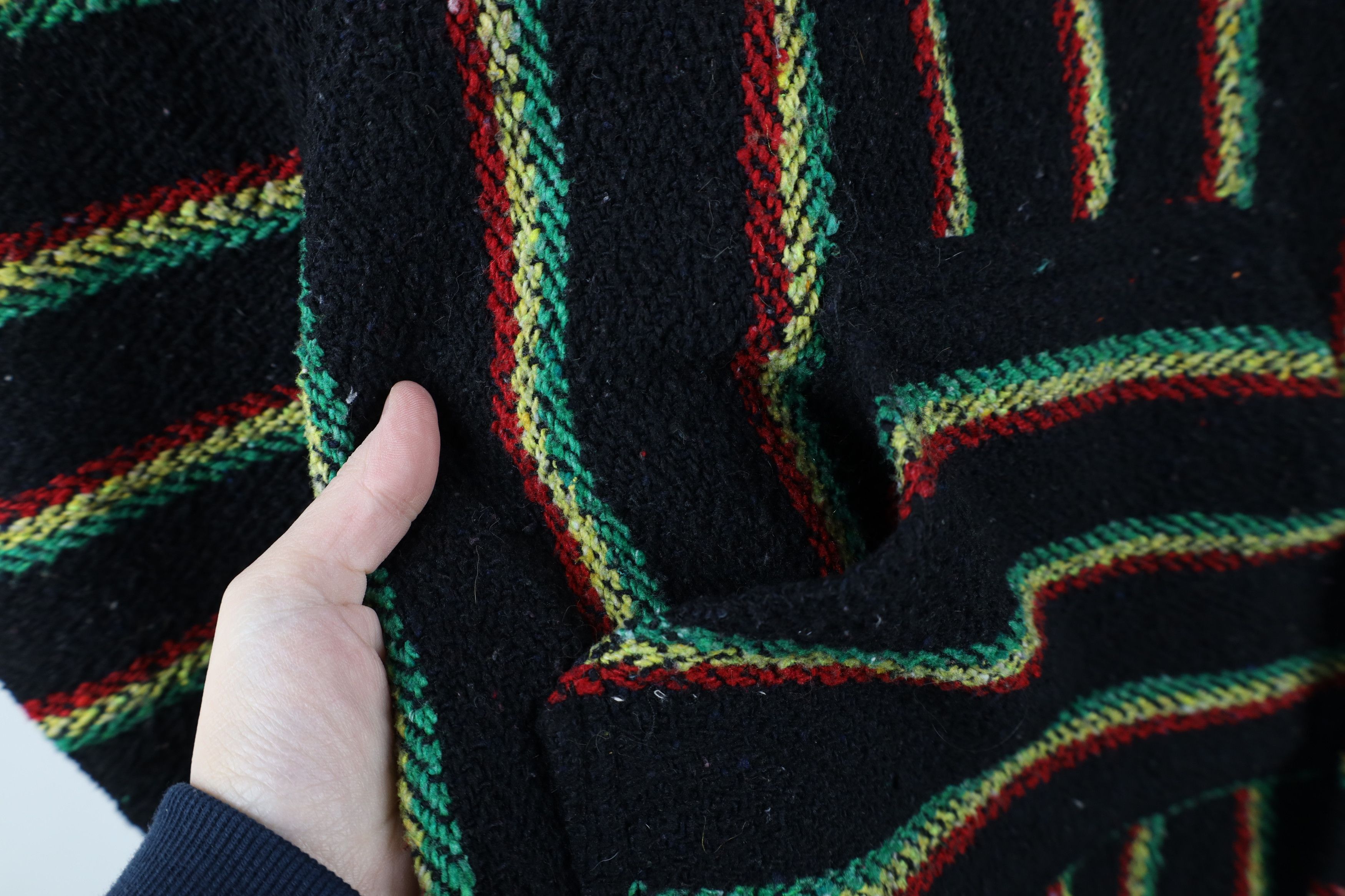Vintage Vintage 90s Y2K Streetwear Striped Knit Drug Rug Hoodie Size US S / EU 44-46 / 1 - 5 Thumbnail