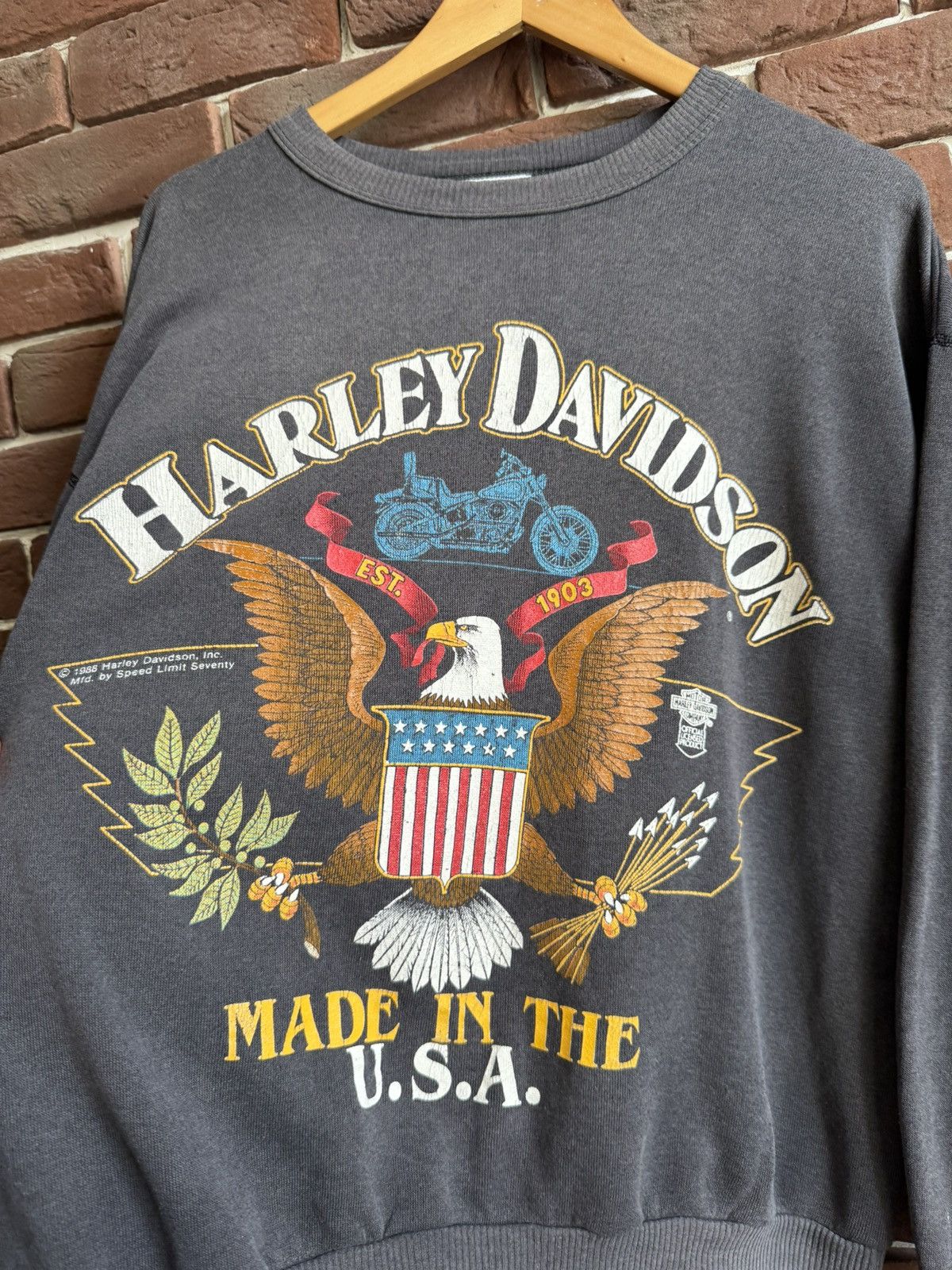 Vintage Washed 1988 Harley Davidson Speed Limit 70 Crewneck Vintage Size US L / EU 52-54 / 3 - 5 Thumbnail