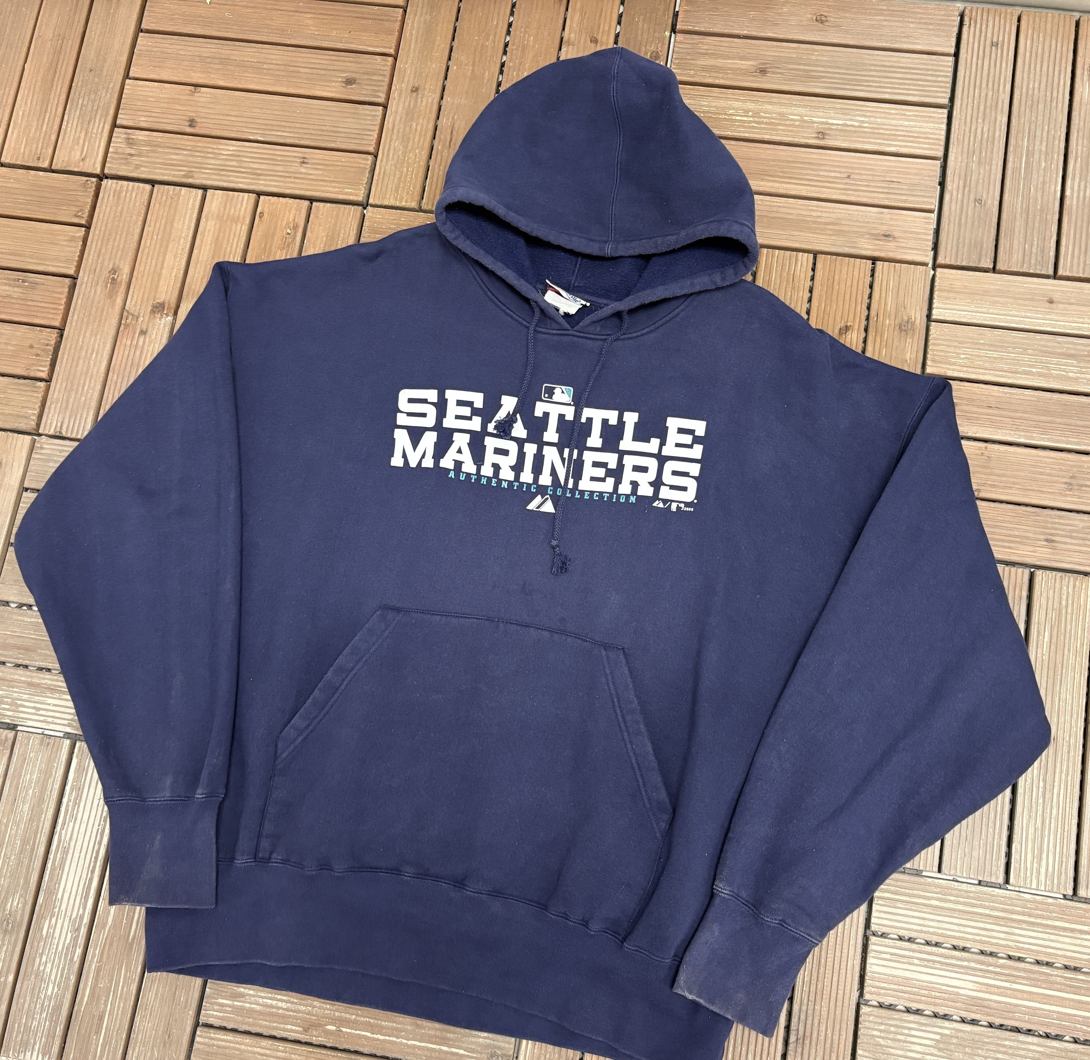 Majestic Seattle Mariners Vintage Blue Hoodie Sweatshirt Size US XXL / EU 58 / 5 - 4 Thumbnail
