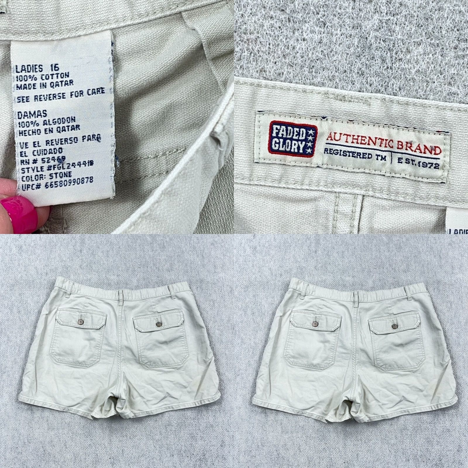 Faded Glory VINTAGE Faded Glory Cargo Shorts Women 16 Tan Brown Cotton 100% Casual Activewear Army 2000s Mens Womens Girls Boys Size 38" / US 16 / IT 52 - 8 Thumbnail