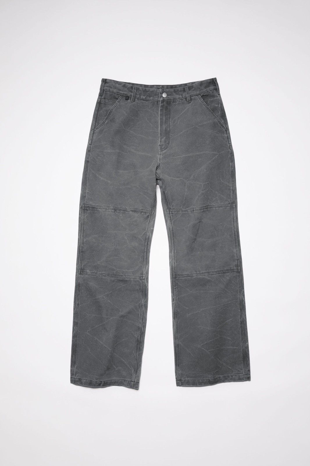 image of Acne Studios Double Knee Canvas Trousers in Grey, Men's (Size 32)