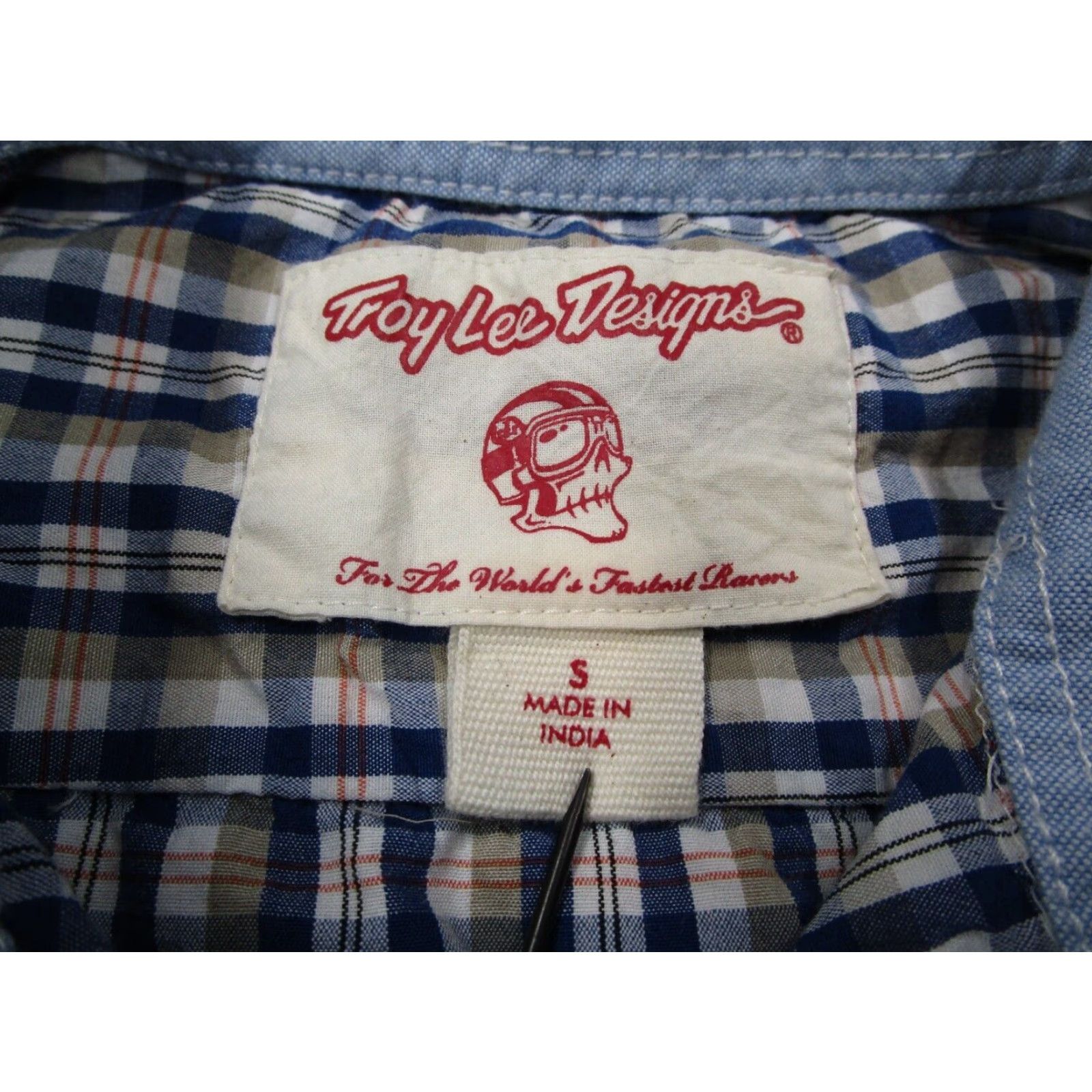 Vintage VINTAGE Troy Lee Designs Shirt Men Small Blue Plaid Long Sleeve Casual Button Up Size US S / EU 44-46 / 1 - 3 Thumbnail