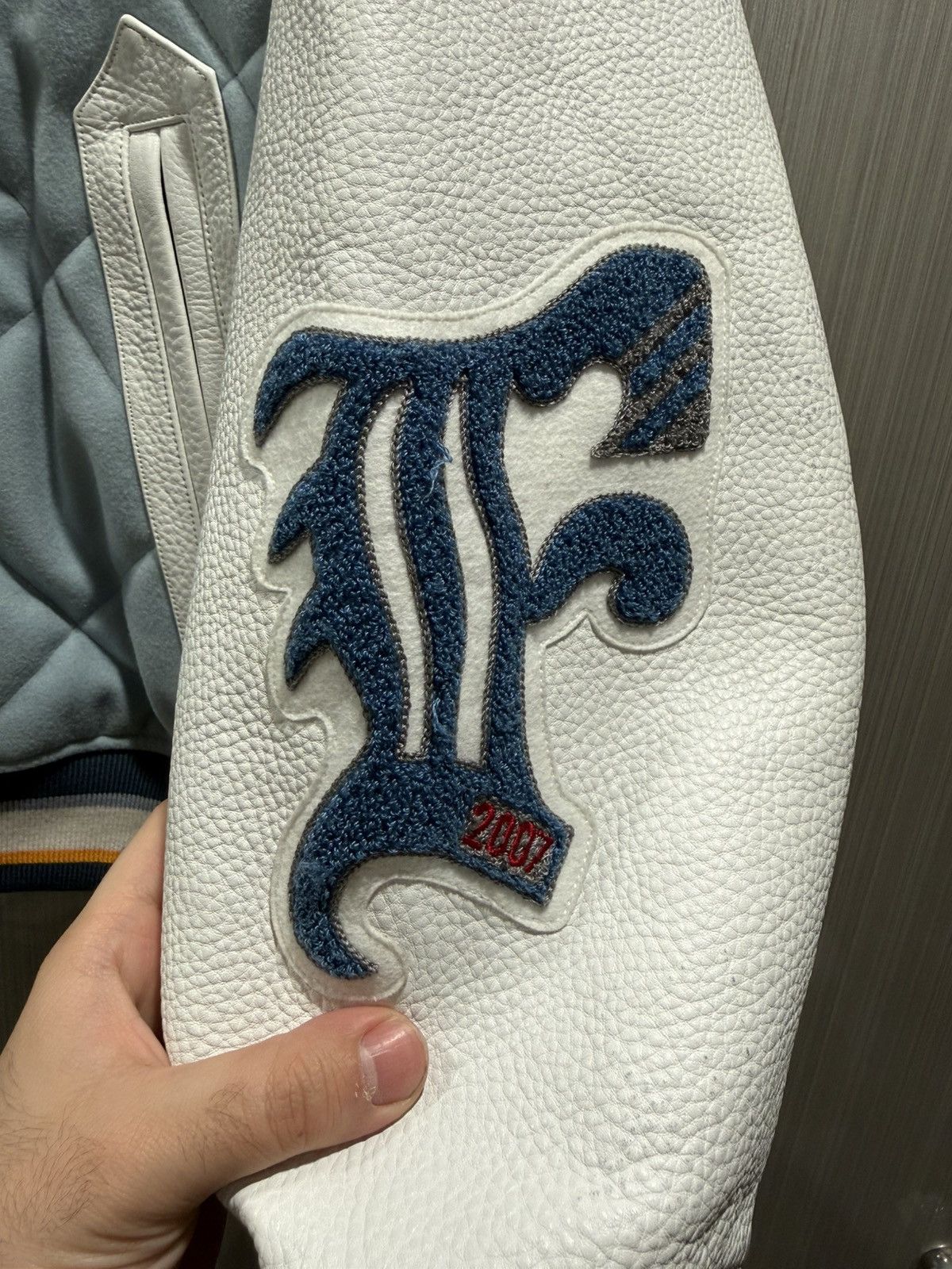 Facetasm Facetasm Blue Quilted Leather Varsity Jacket Size US XL / EU 56 / 4 - 3 Thumbnail