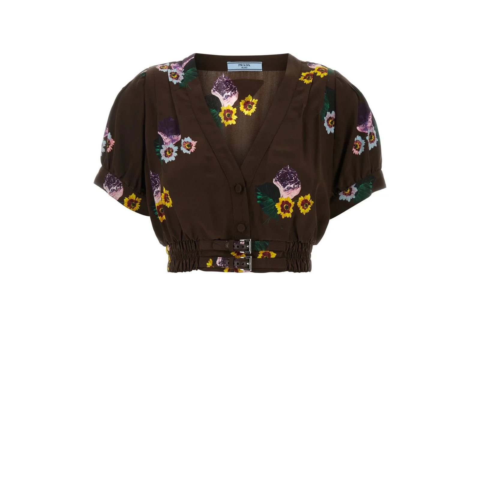 Prada PRADA Poly Pongee Crop-Top New & Authentic (Women's size:10; Size L / US 10 / IT 46 - 1 Thumbnail