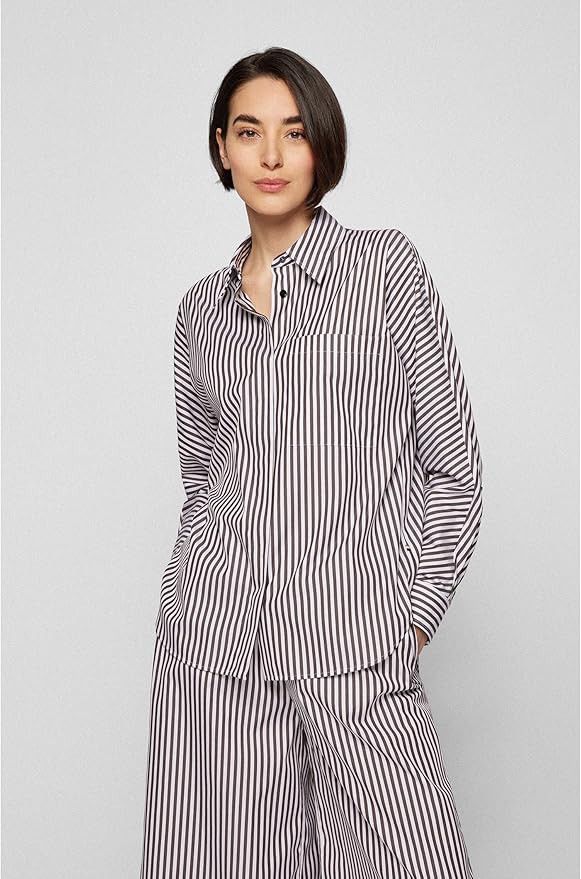 Hugo Boss BOSS Bastripa Relaxed-fit Blouse Striped Cotton Blend Size XL / US 12-14 / IT 48-50 - 1 Thumbnail