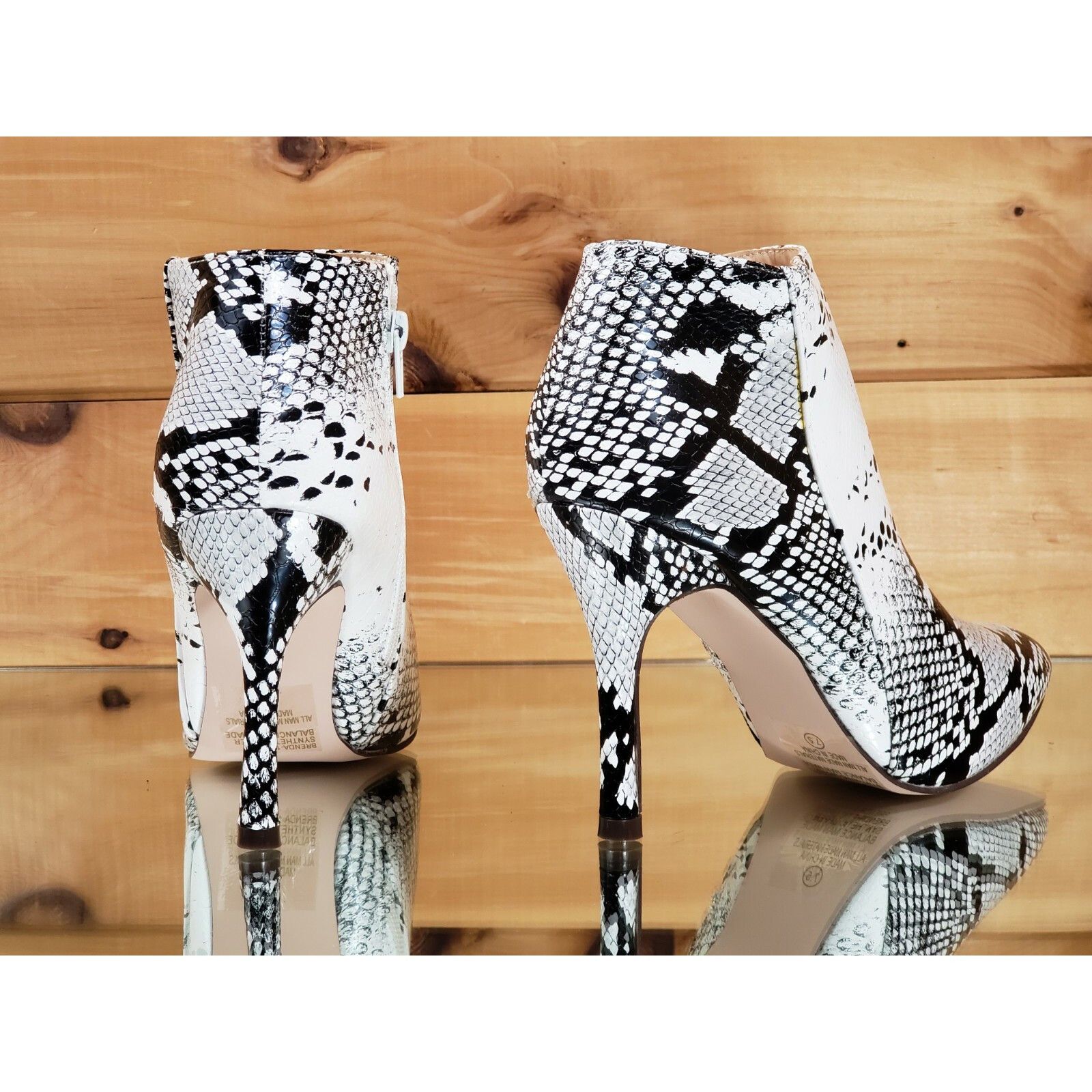 Other C & C Brenda White Snake 3.5" High Heel Ankle Boots (US Shoe Size US 10 / IT 40 - 2 Thumbnail