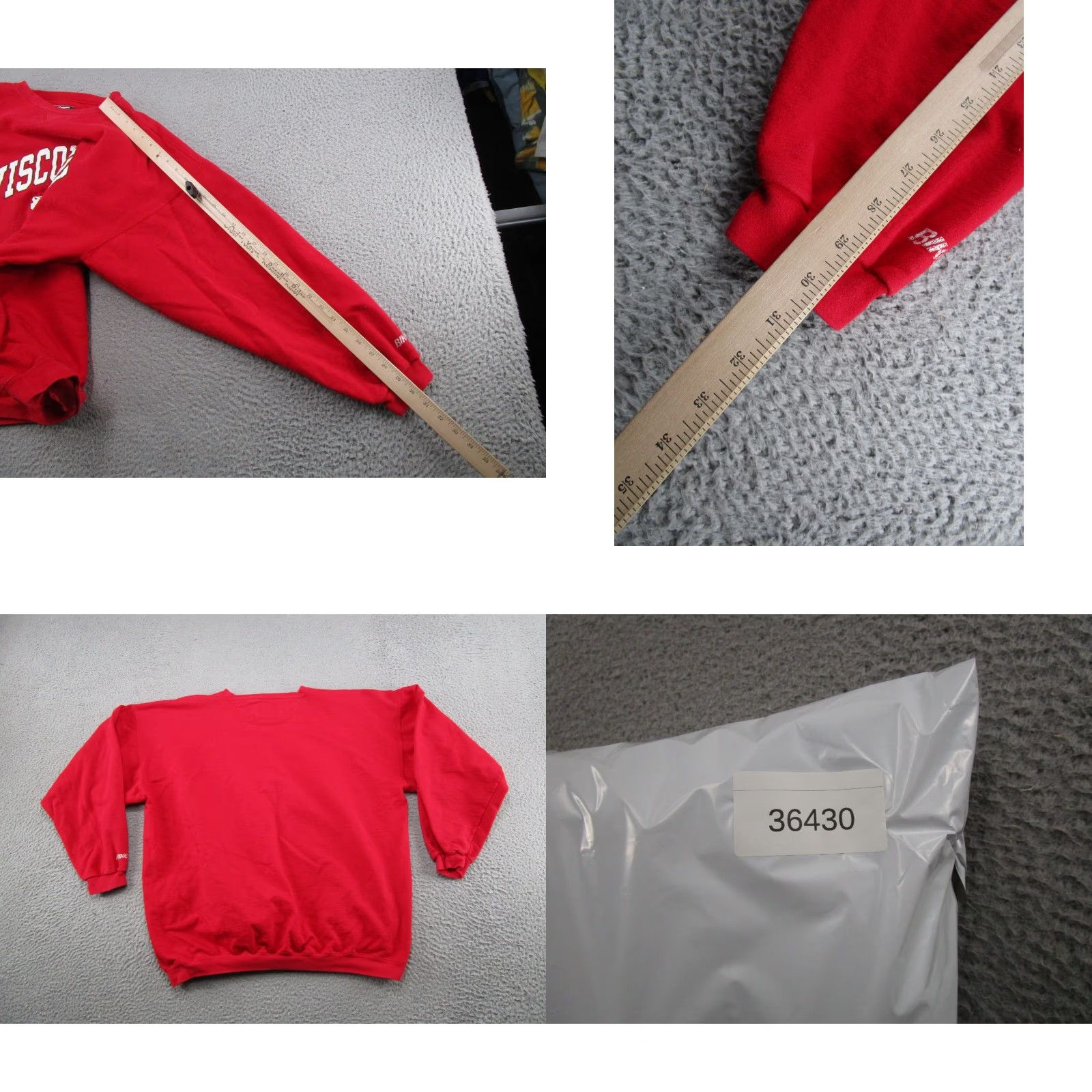 Spell VINTAGE BIKE Wisconsin Badgers Sweatshirt Mens XL Red 90s Sports Pullover Crew Neck Long Sleeve All Seasons Size US XL / EU 56 / 4 - 8 Thumbnail