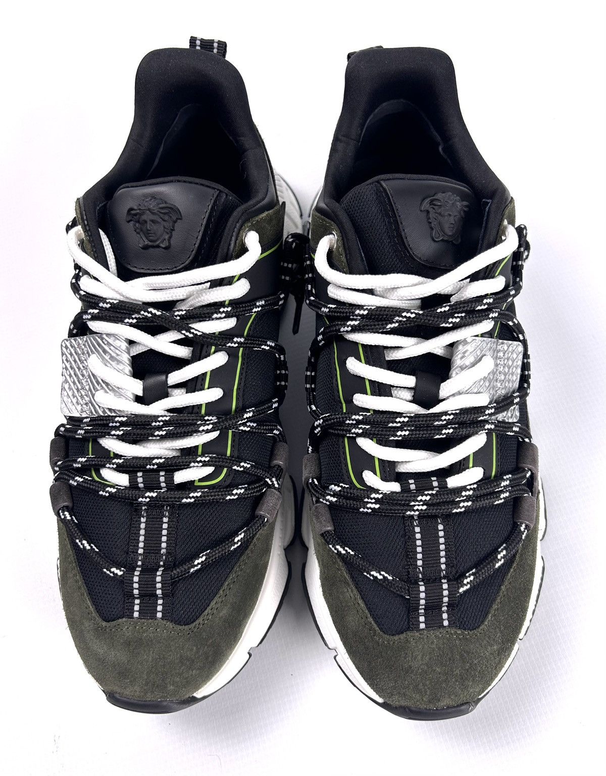 Versace Versace Trigreca Sneakers EU44/US11 Black Olive Green Italy Size US 11 / EU 44 - 2 Thumbnail