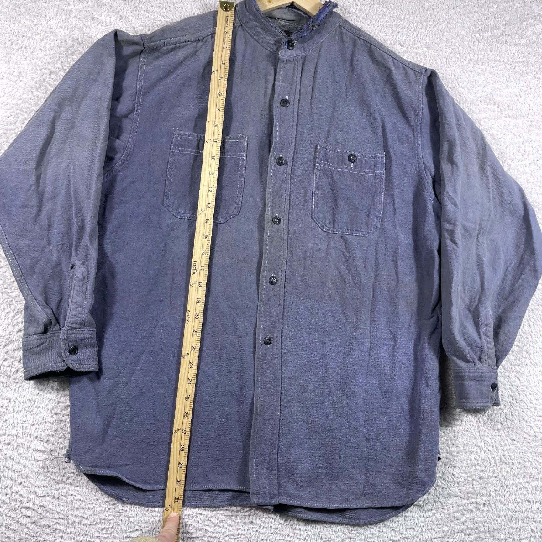 Vintage VINTAGE 1940s Work Shirt Mens Large Blue Band Collar Button Front Hercules USA Shirt Size US L / EU 52-54 / 3 - 4 Thumbnail