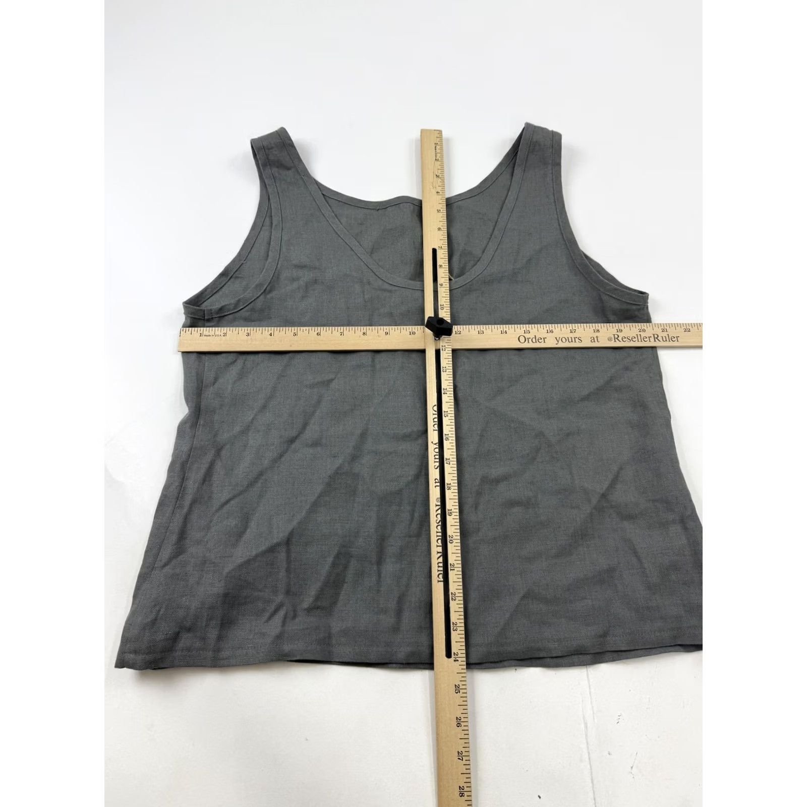 Vintage Linen Handmade Studio Tank Top Womens Medium Gray Scoop Neck 100% Linen Basic Size M / US 6-8 / IT 42-44 - 5 Thumbnail