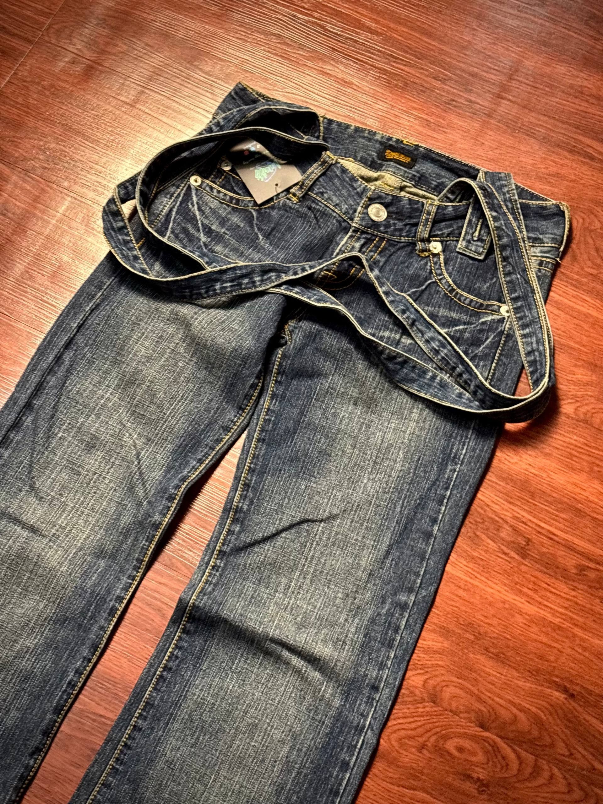 Le Grande Bleu (L.G.B.) Vintage 00s Steer Blue Designer Layered Waist Strap Pants Size 30" / US 8 / IT 44 - 3 Thumbnail
