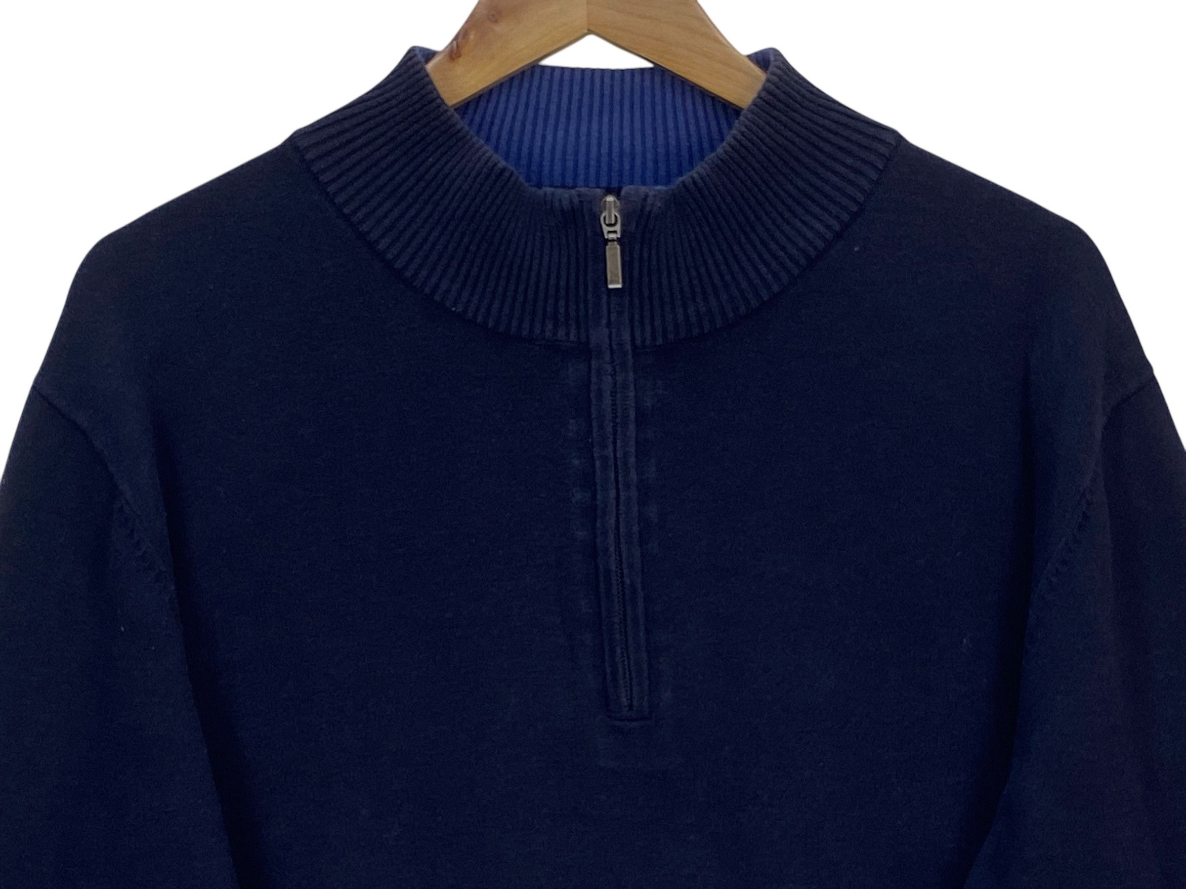 Eddie Bauer × Vintage Eddie Bauer Sweater Blue Black Quarter Zip Designer Pullover Size US XL / EU 56 / 4 - 3 Thumbnail