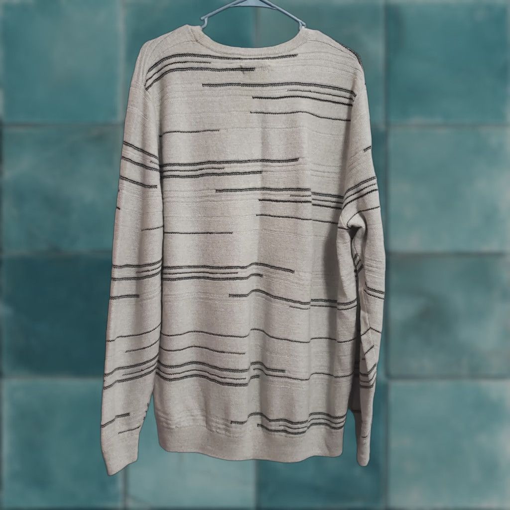 Vintage Calibrate Sweater Men XXL Gray Merino Wool Blend Striped Crew Neck Pullover Size US XXL / EU 58 / 5 - 1 Thumbnail