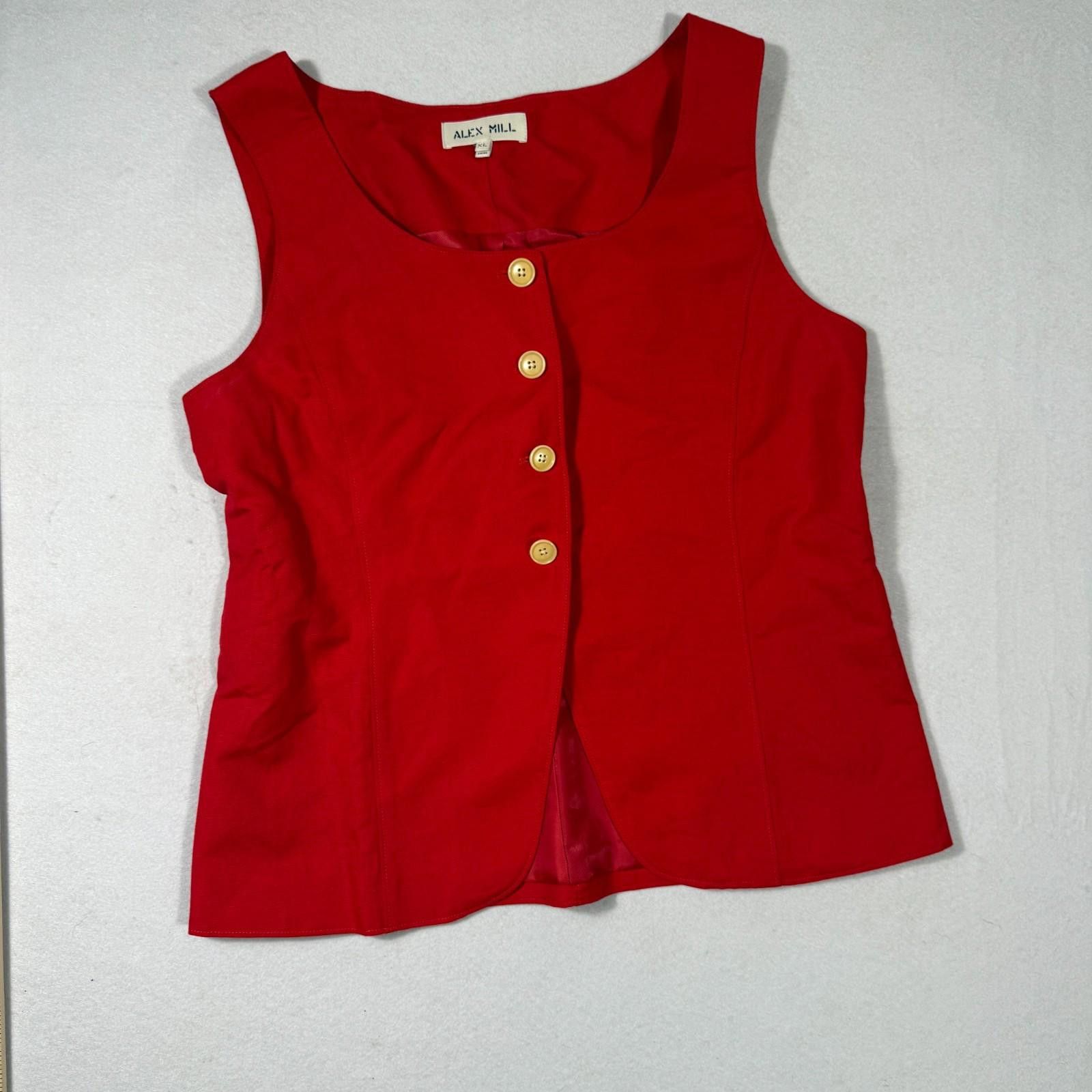 Alex Mill Alex Mill Vest Womens XL Red Scoop Neck Vest Linen Cotton Size XL / US 12-14 / IT 48-50 - 1 Thumbnail