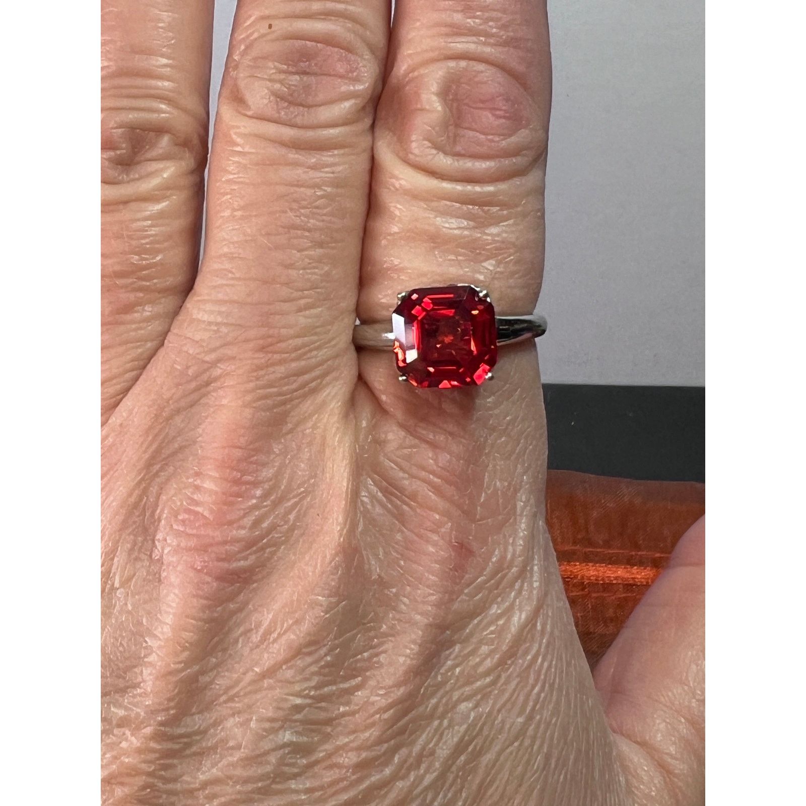Other Lab padparadscha sapphire 925 solitaire ring size 9 Size ONE SIZE - 2 Thumbnail