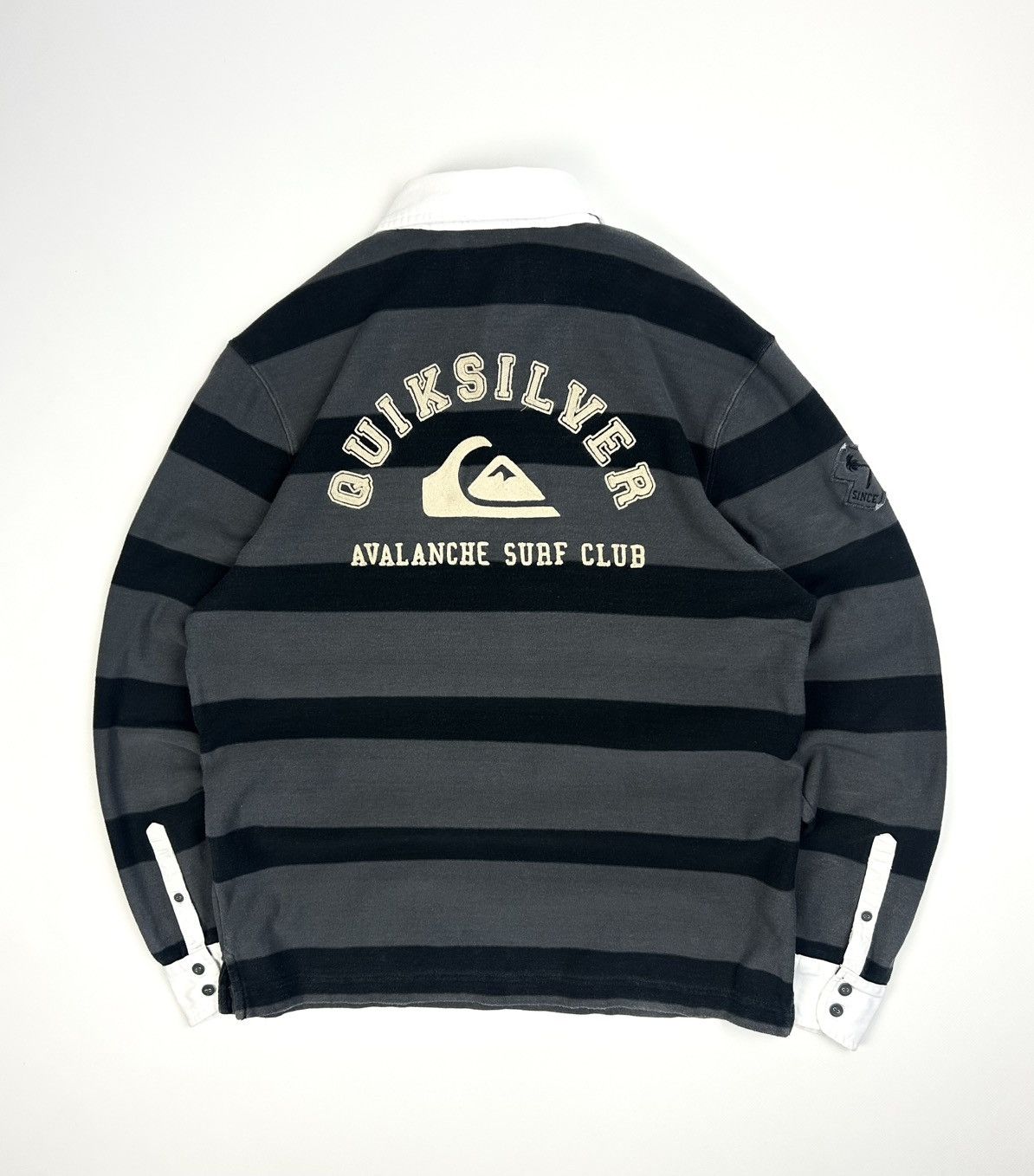 Quiksilver Vintage Quiksilver Striped Rugby Shirt Jersey Grey Y2K Size US L / EU 52-54 / 3 - 3 Thumbnail