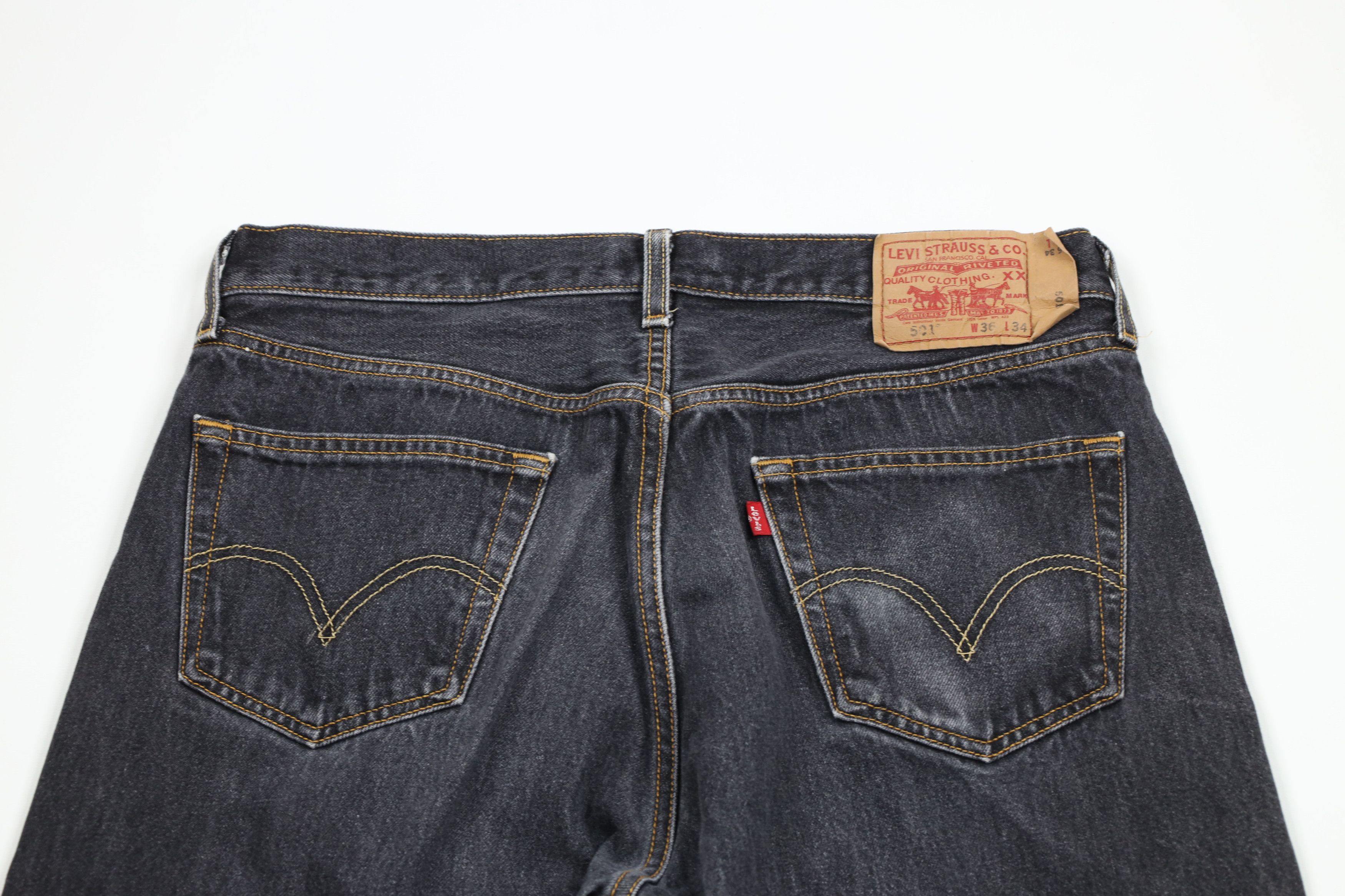 Levi's × Vintage Vintage Y2K Levis 501xx Button Fly Original Fit Jeans Black Size US 34 / EU 50 - 9 Thumbnail