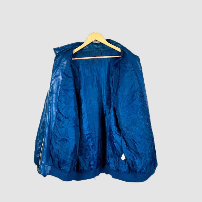 Genuine Leather 🔥💀 BLUE LEATHER JACKET OVERSIZED STREETWEAR Size US L / EU 52-54 / 3 - 4 Thumbnail