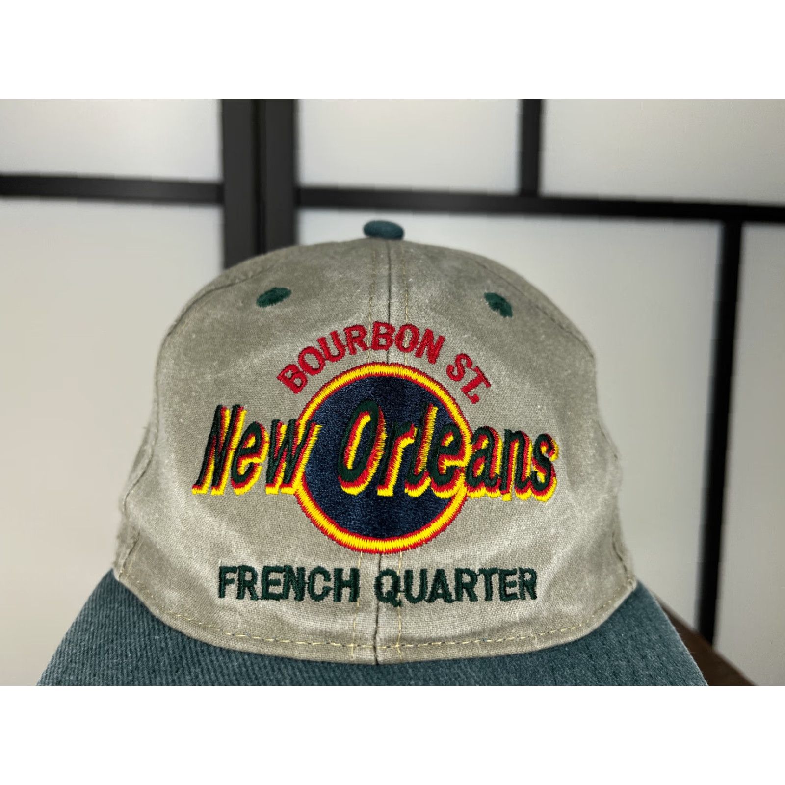 Vintage VINTAGE Bourbon Street Hat Cap Strap Back Adult One Size Gray Blue Cotton Size ONE SIZE - 2 Thumbnail