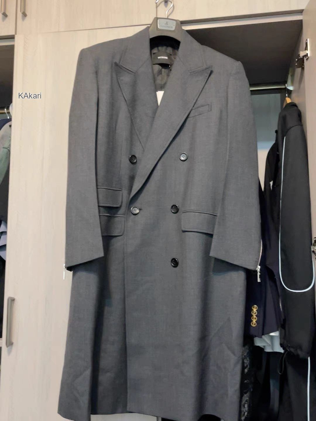 WE11DONE Gray Double-Breasted Long Coat Size S Size US S / EU 44-46 / 1 - 1 Thumbnail