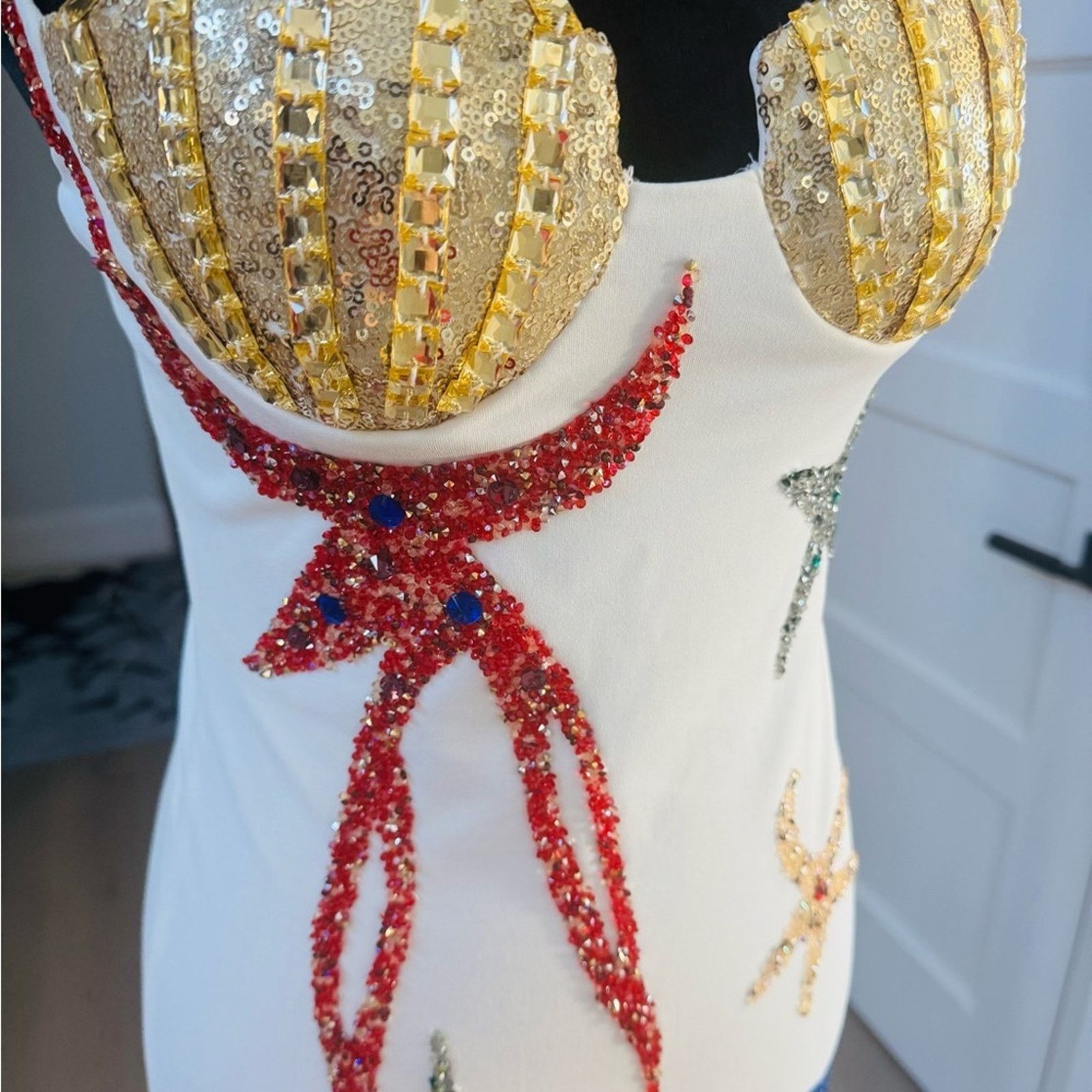 Other White Silk Mini Dress with Colorful Sequin Starfish size S Size S / US 4 / IT 40 - 10 Thumbnail