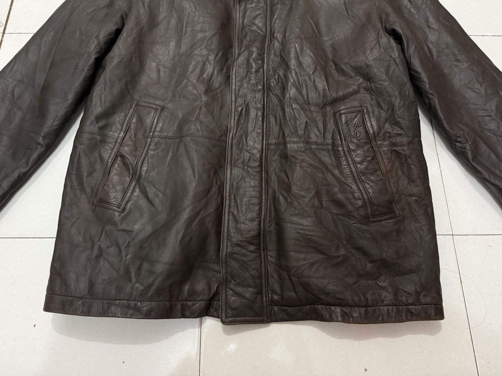 Yves Saint Laurent VTG YSL Shearling Leather Jacket Size US L / EU 52-54 / 3 - 3 Thumbnail