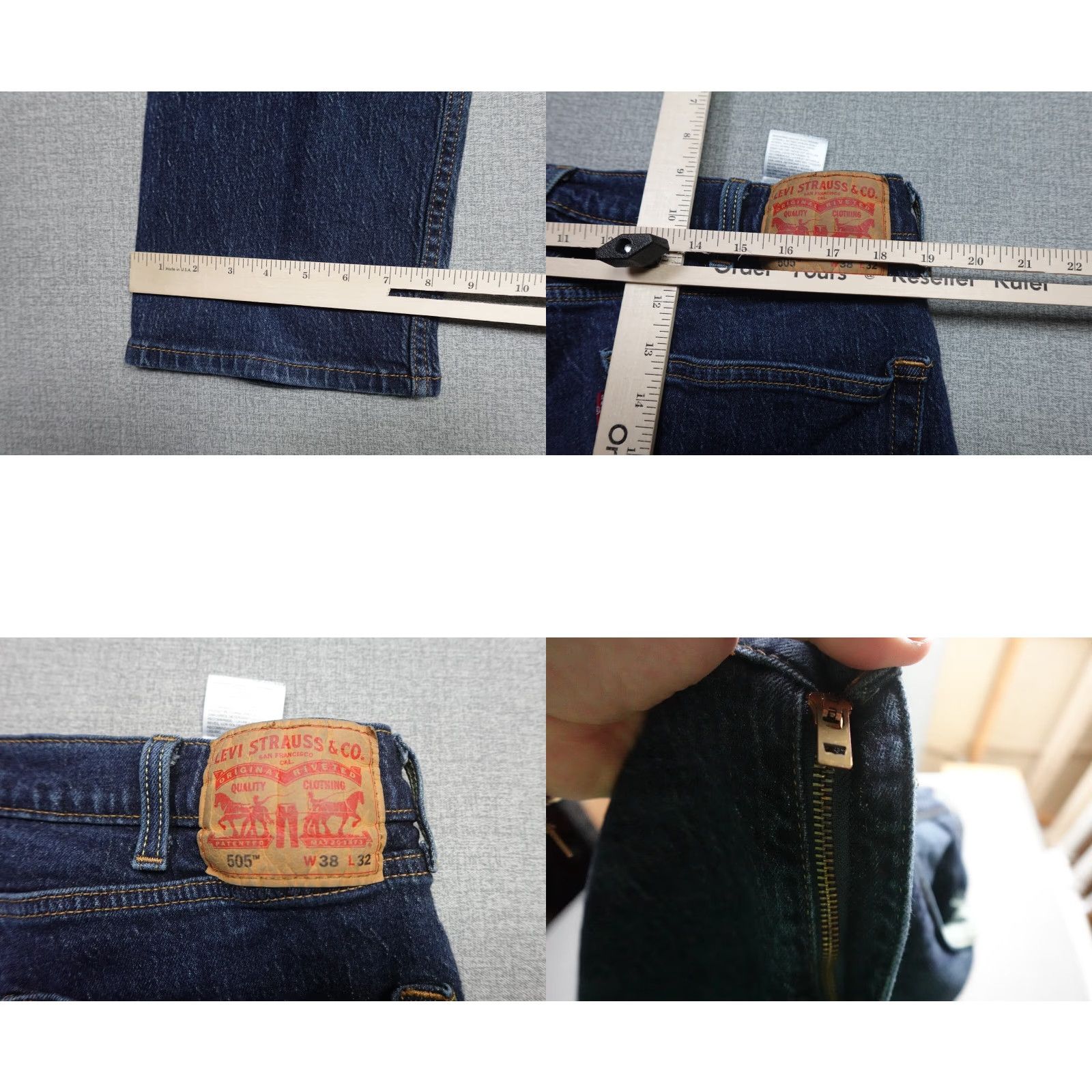 Levi's Levi's 505 Jeans Mens 38x32 Blue Dark Wash Regular Fit Western Cowboy Rancher Jeans Size US 38 / EU 54 - 8 Thumbnail