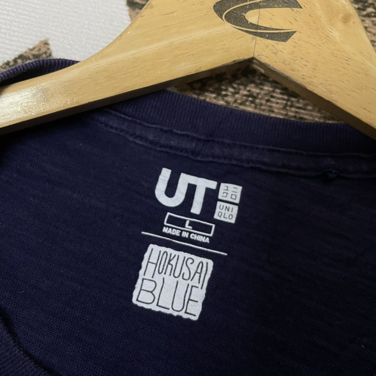Japanese Brand Uniqlo x Hokusai Blue Art Loopwheel Cotton Human Made Style Size US L / EU 52-54 / 3 - 3 Thumbnail