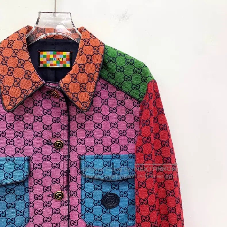Gucci Gucci Colorful logo jacquad full print cotton lapel single Size XS / US 0-2 / IT 36-38 - 3 Thumbnail