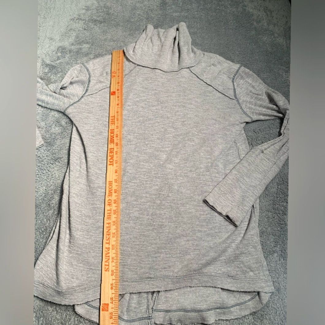 Free People Free People Gray Turtleneck Long Sleeve Split Back Medium T-Shirt Womens M Size M / US 6-8 / IT 42-44 - 5 Thumbnail