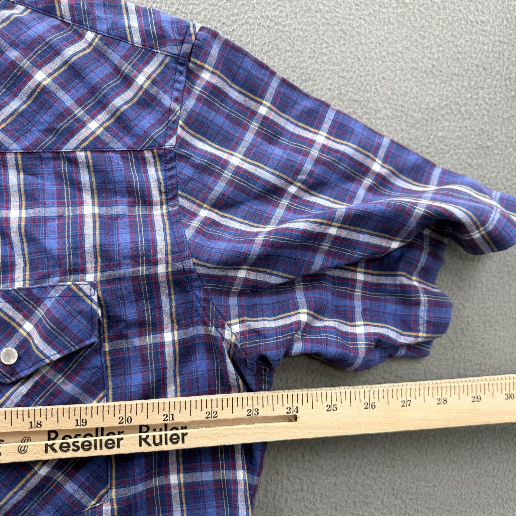 Wrangler Wrangler Shirt Mens XL Blue Plaid Western Pearl Snap Short Sleeve Casual Cowboy Size US XL / EU 56 / 4 - 4 Thumbnail
