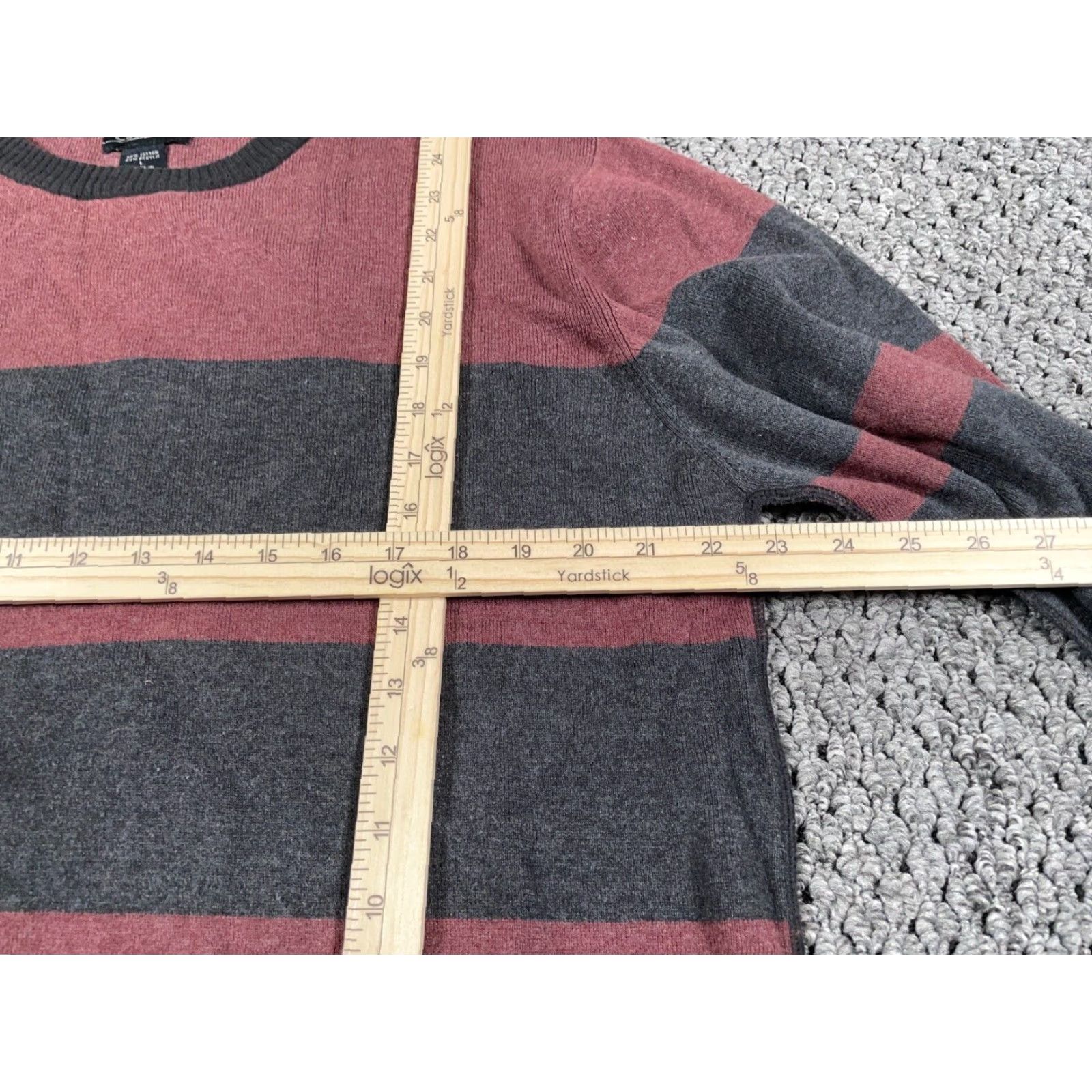 Vintage VINTAGE Cortina Sweater Adult Large Red Gray Striped Lightweight Crewneck Knit Retro Mens Size US L / EU 52-54 / 3 - 7 Thumbnail