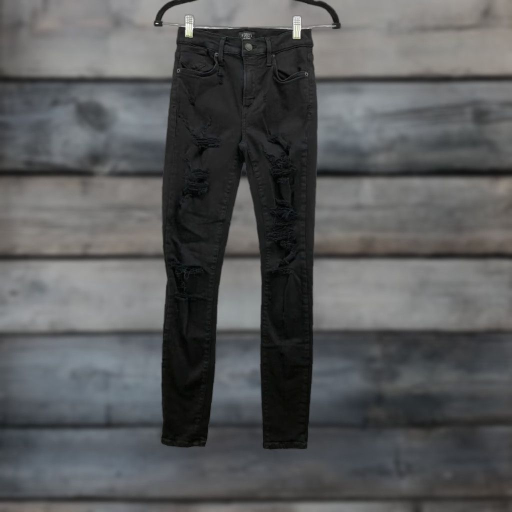 Agolde AGOLDE Sophie Black Jeans Size 26 Distressed High Waisted Womens Skinny Slim Denim 5-Pocket Zip Fly Vintage? (if null) Size 26" / US 2 / IT 38 - 1 Thumbnail