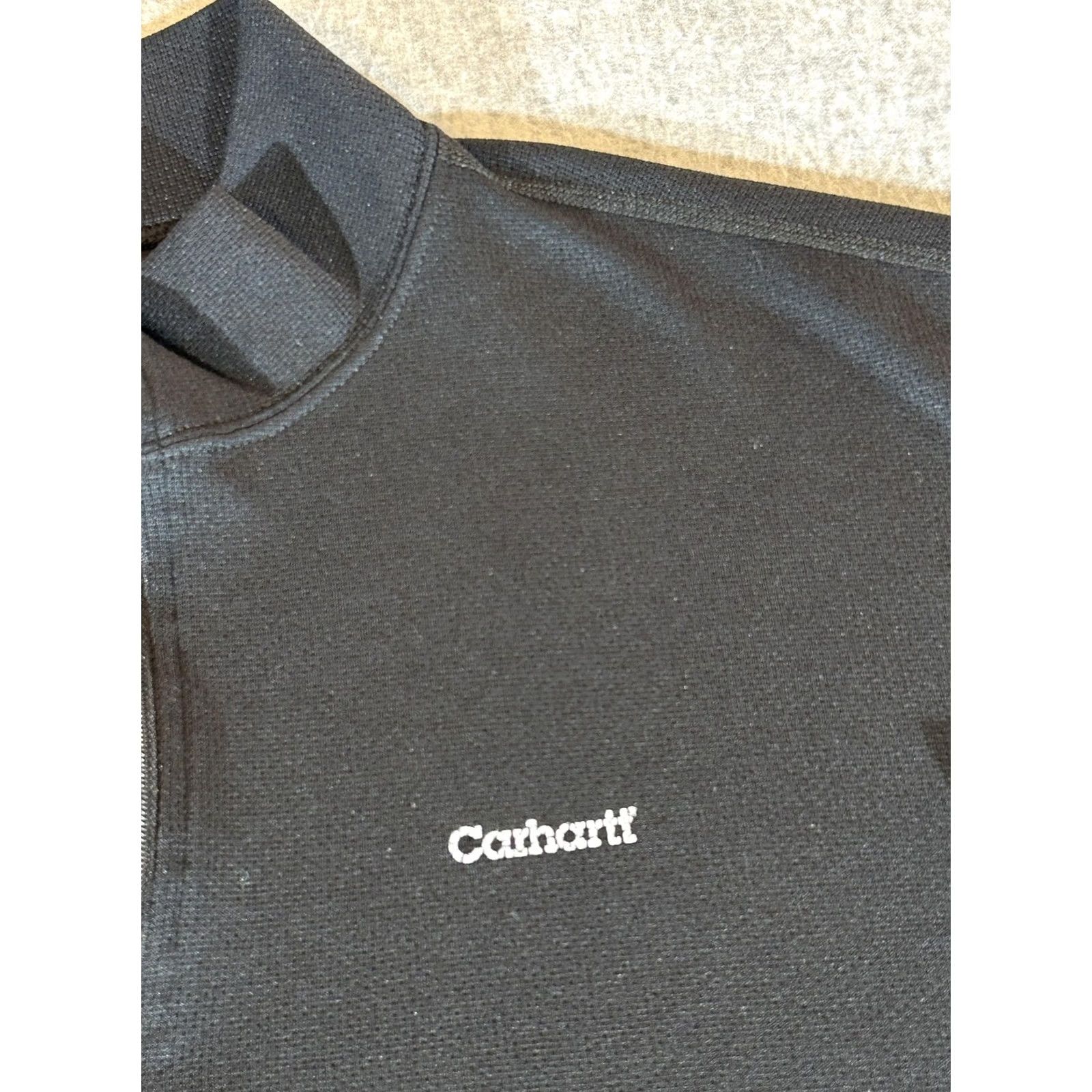 Carhartt VINTAGE Carhartt Pullover Mens 2XL 1/4 Zip Midweight Thermal Shirt Work Dry Workwear XXL Black Long Sleeve Mock Neck 100% Polyester Mens Size US XXL / EU 58 / 5 - 2 Thumbnail
