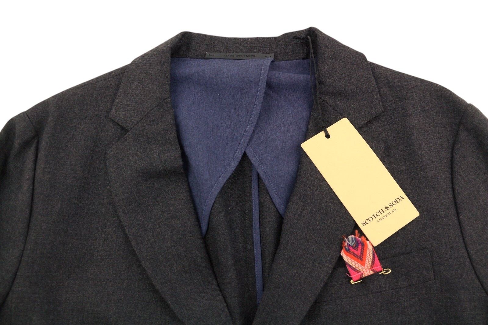 Scotch & Soda S Grey Graphite Melange Notch Blazer 88532 Size 36R - 5 Thumbnail