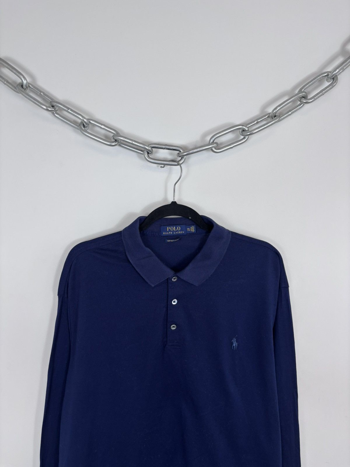Polo Ralph Lauren Polo Ralph Lauren Custom Slim Blue Long Sleeve Polo Shirt Size US XXL / EU 58 / 5 - 2 Thumbnail