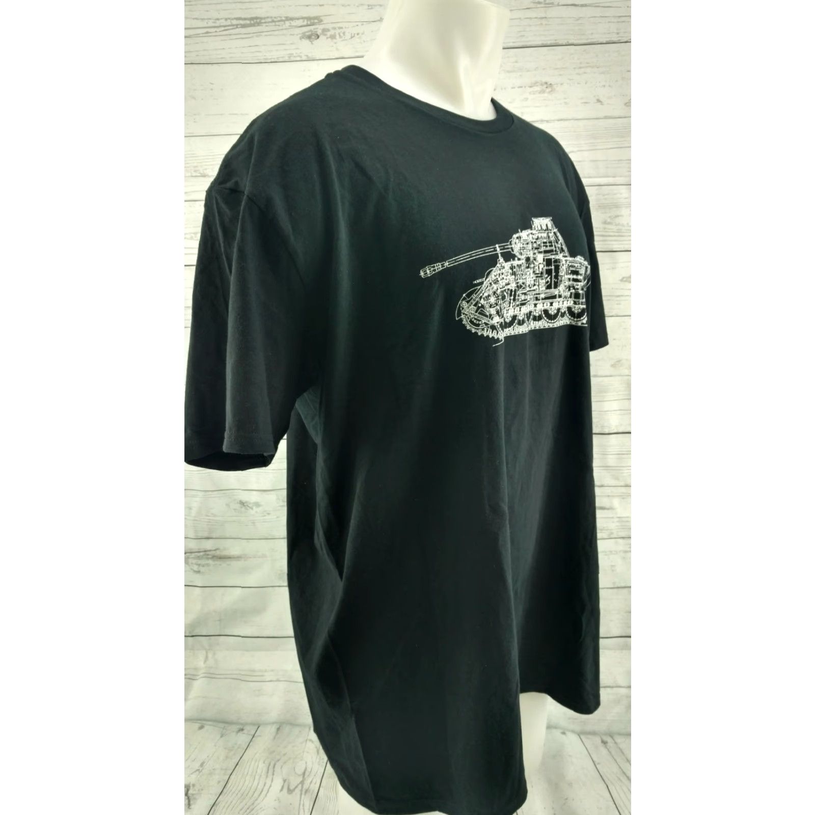 Anvil Anvil Army Tank World War Military T Shirt Black XXL 2XL Short Sleeve Crew Neck Graphic Tee Mens Size US XXL / EU 58 / 5 - 4 Thumbnail