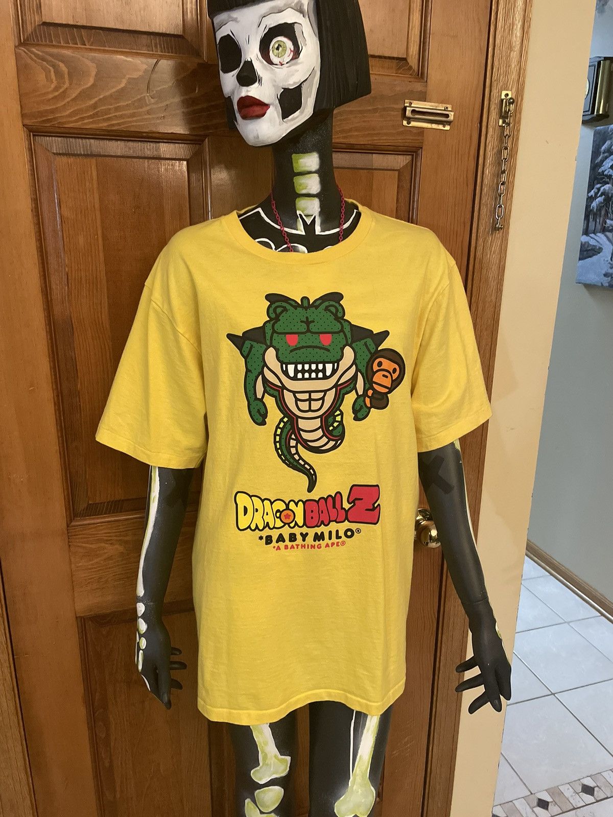 Image of Bape Dragon Ball Z Peeping Milo Polunga Tee in Yellow, Men's (Size XL)