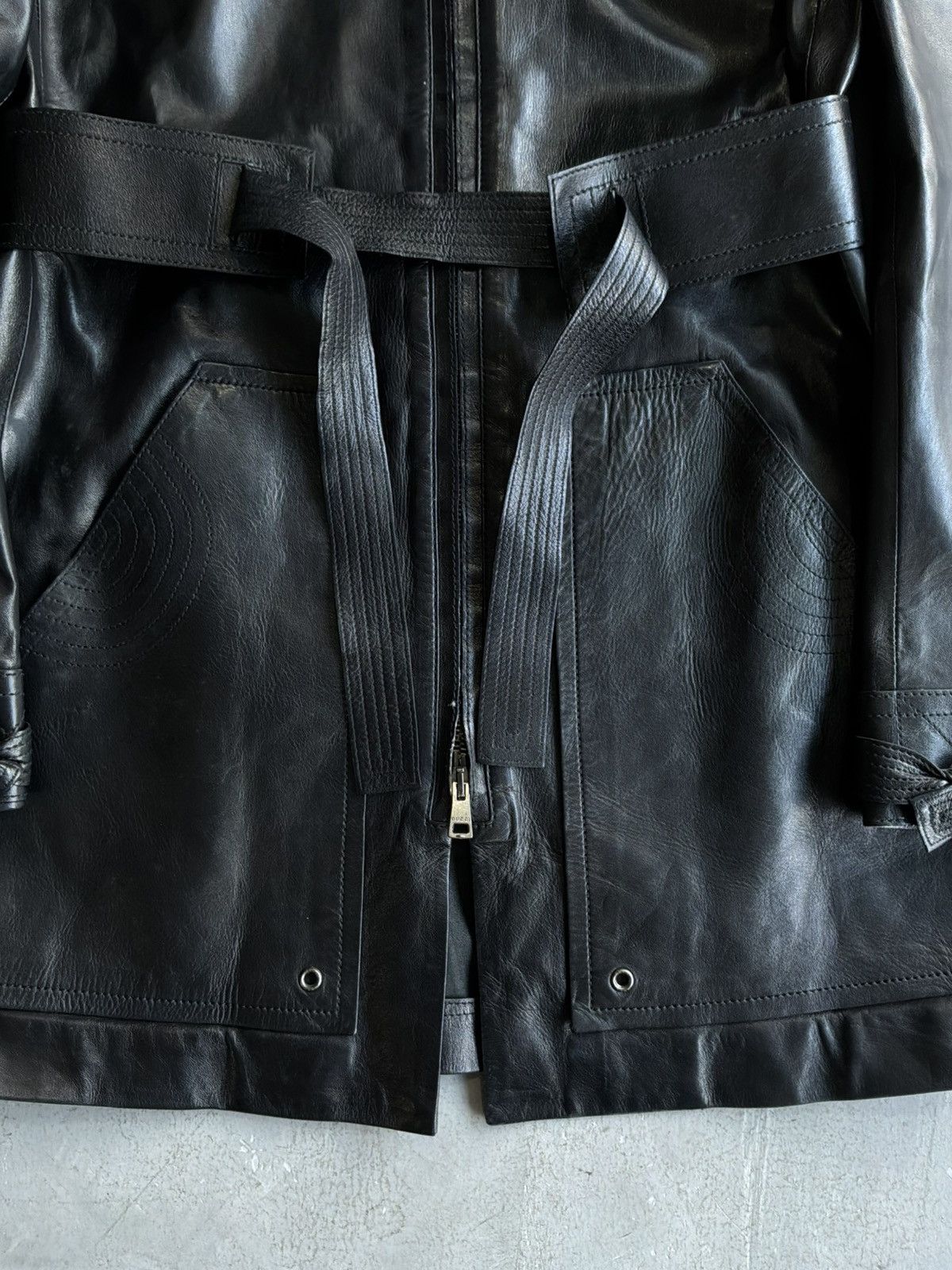 Gucci 90s Gucci - Tom Ford Era - Belted Leather Trench Jacket Size S / US 4 / IT 40 - 6 Thumbnail