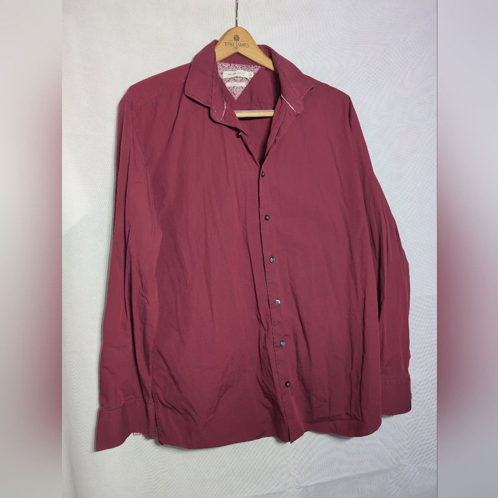 Designer Arturo Calle sz XL Men's Burgundy / Maroon Shirt Size US XL / EU 56 / 4 - 4 Thumbnail