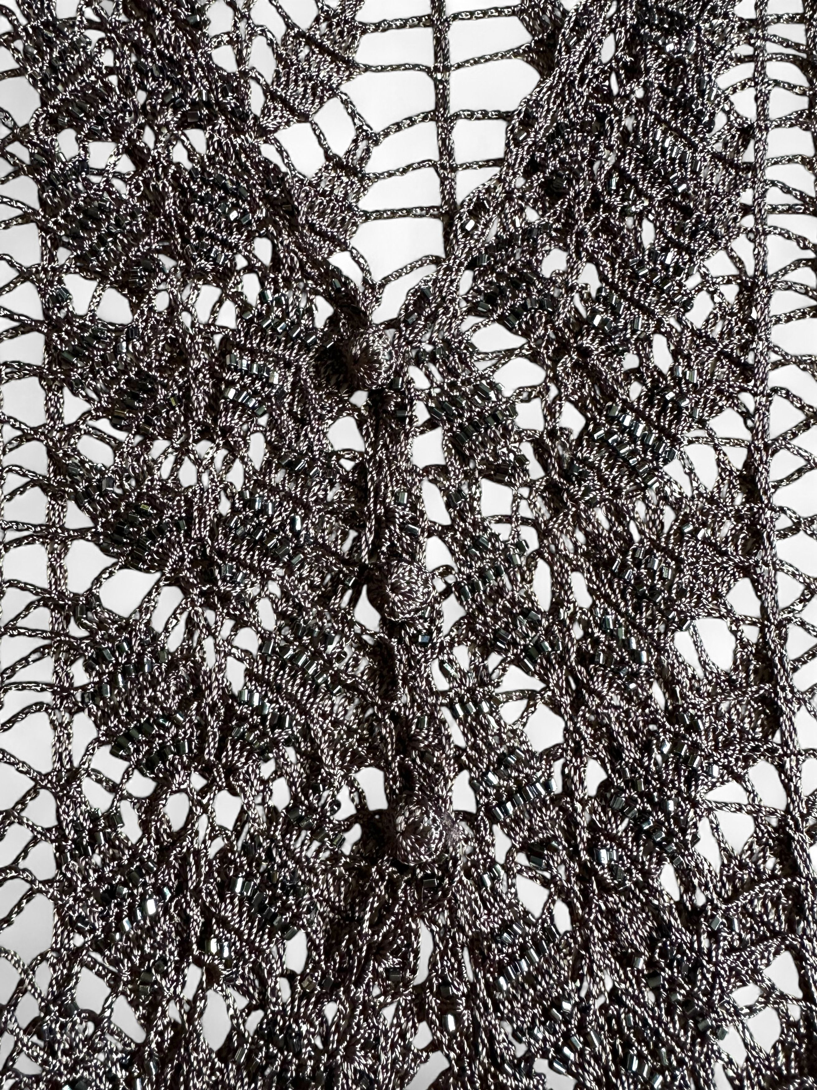 Vintage Vintage Crochet Beaded Top Shirt Blouse Cardigan Size M / US 6-8 / IT 42-44 - 3 Thumbnail