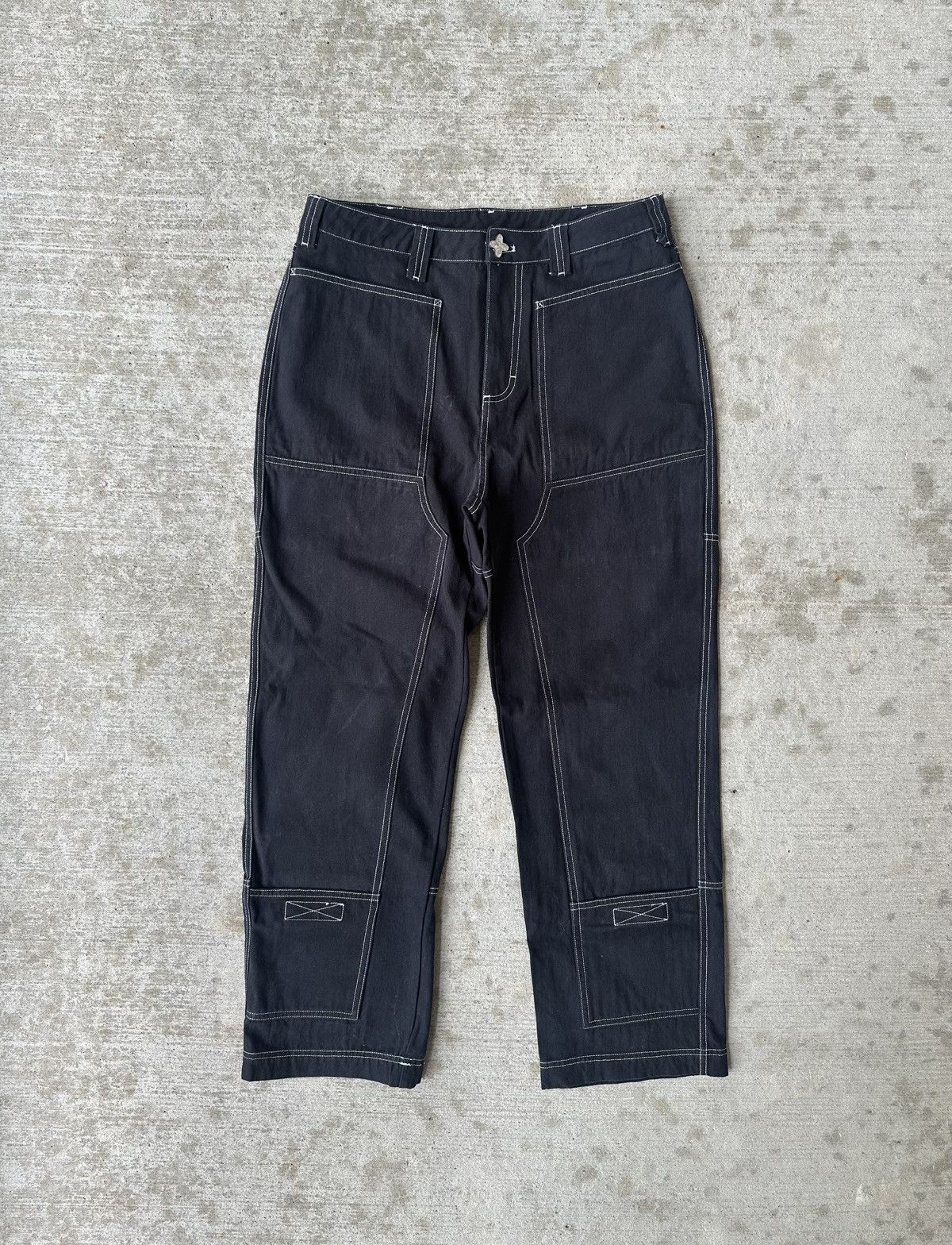 Other Black Contrast Stitch Double Knee Pants Size US 32 / EU 48 - 1 Thumbnail