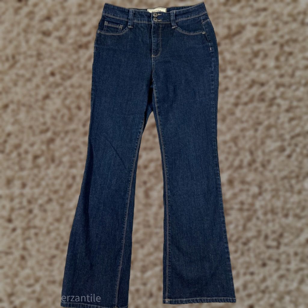 Vintage Sonoma Womens Jeans Flared 10 Blue Denim 90s Dark Wash Cotton Blend Stretch Girls Size 32" / US 10 / IT 46 - 1 Thumbnail
