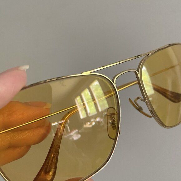 RayBan Vintage 60s/70s B&L Ambermatic Yellow Sunglasses - 58mm Size ONE SIZE - 4 Thumbnail