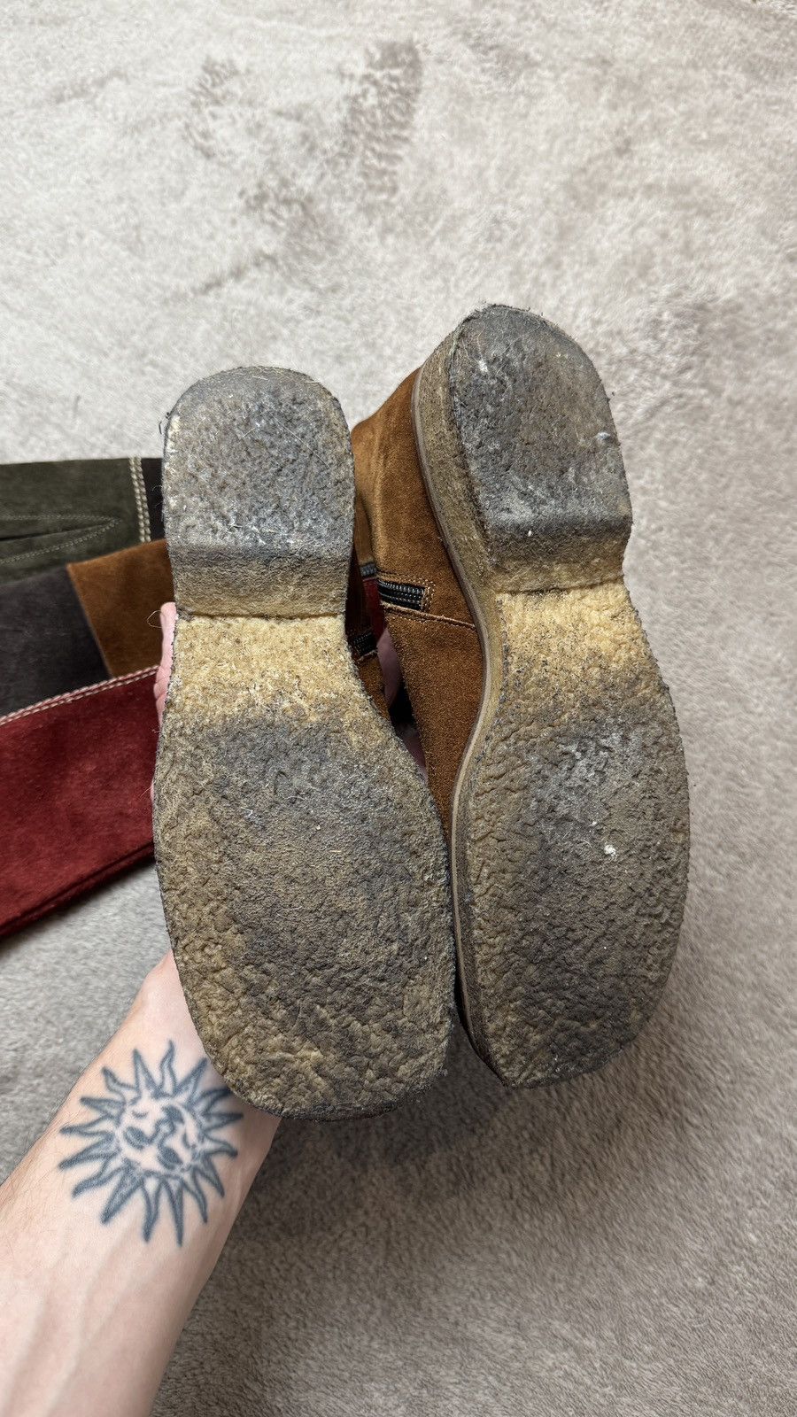 Vintage Faded Boho Patchwork Leather Suede Boots 80 90s cdg gtat Size US 7 / IT 37 - 9 Thumbnail
