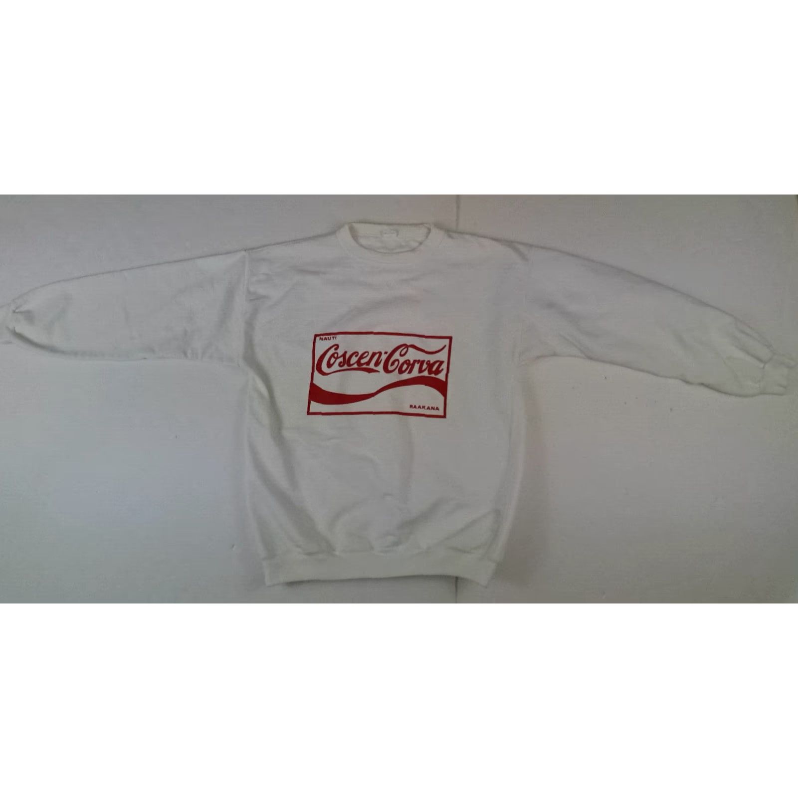 Vintage VINTAGE Nauti Coscen-Corva White Long Sleeve Sweatshirt L Unisex Adults Crew Neck Pullover Canvas Cotton-Poly 25in 24in pit to pit Hungary Size US L / EU 52-54 / 3 - 2 Thumbnail