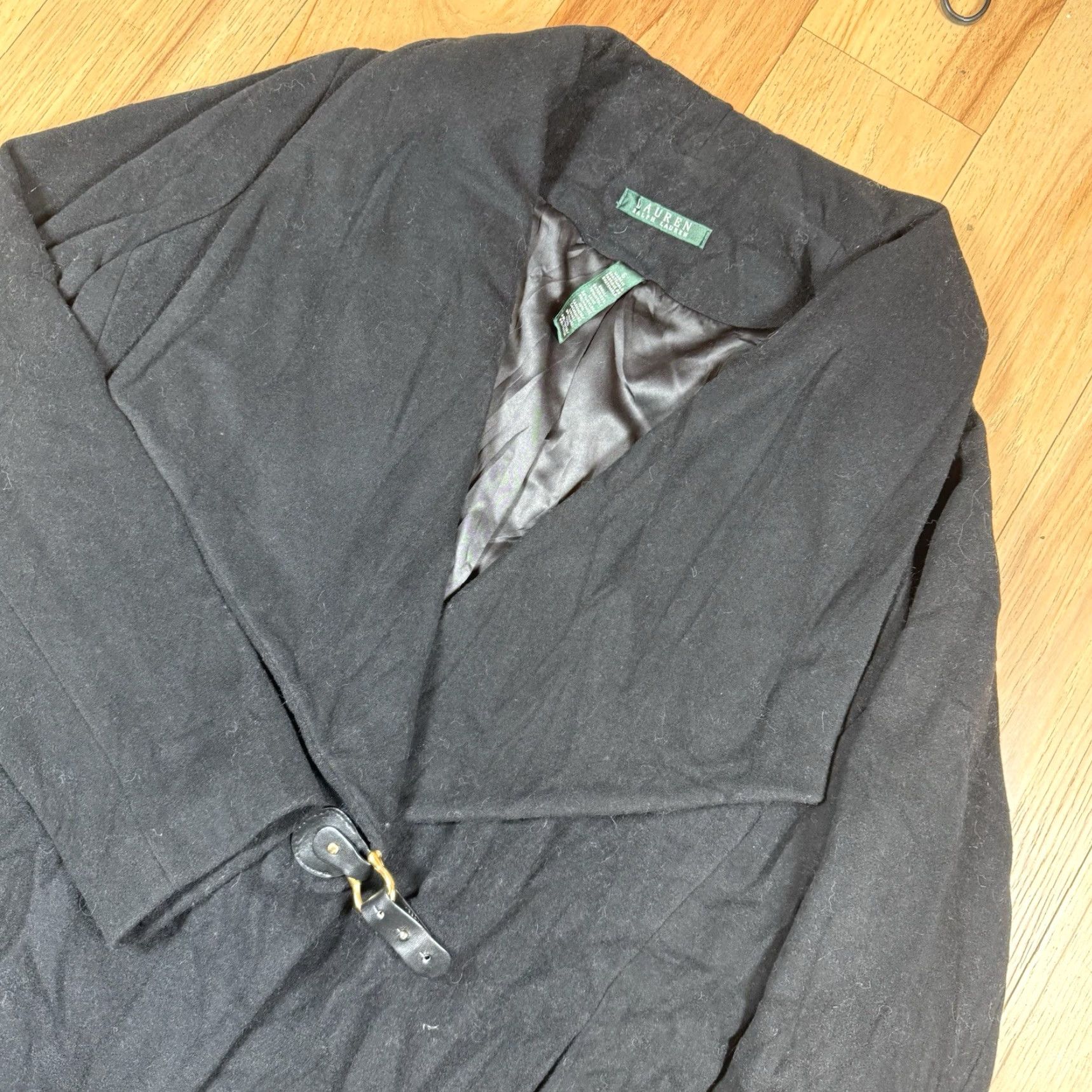 Ralph Lauren Ralph Lauren Coat Women Wool Shawl Buckle Drape-Front Size 6 Black Wool Cashmere Lining Overcoat Size M / US 6-8 / IT 42-44 - 2 Thumbnail