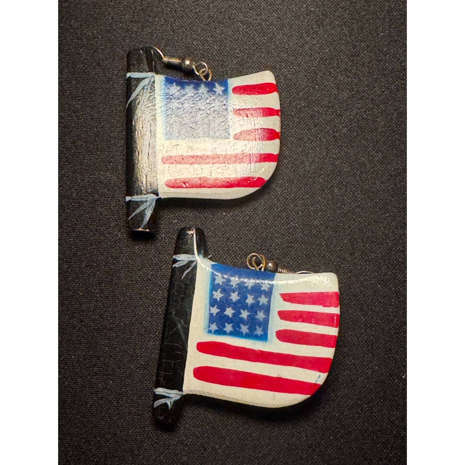 Other Vintage Wood American Flag Pierced Earrings (very light) Size ONE SIZE - 2 Thumbnail