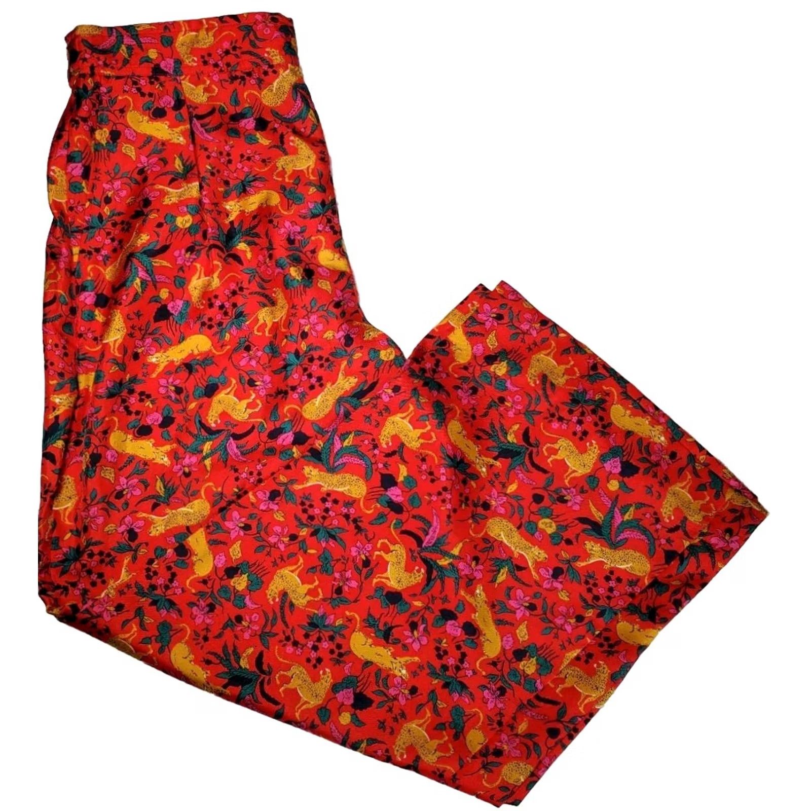 J.Crew J.Crew Collection Pant Women's 8 Silk Twill Pull On In Jungle Cat Floral Print Size 30" / US 8 / IT 44 - 6 Thumbnail